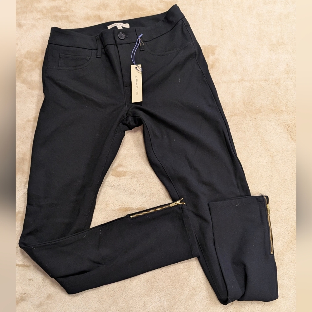 41 Hawthorn Black Skinny Pants with Gold Zippers